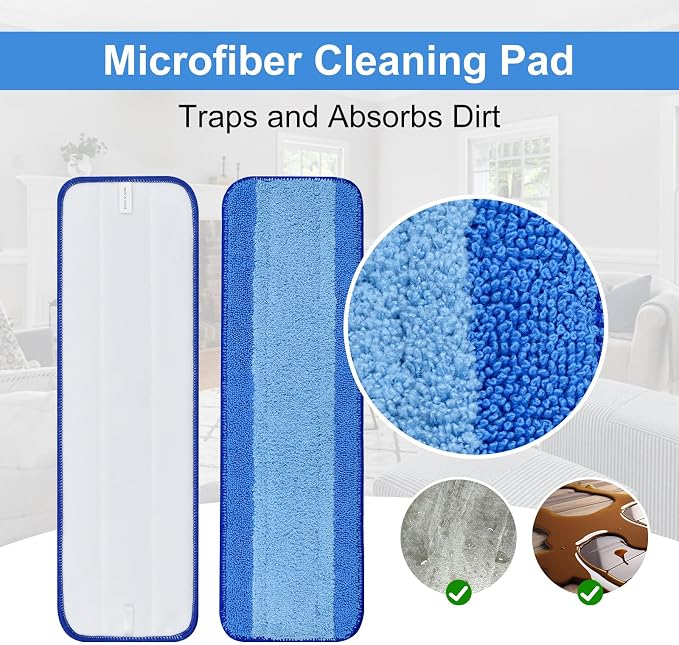 FURCIELOS Paquete de 8 almohadillas de microfibra universales para mopa Bona