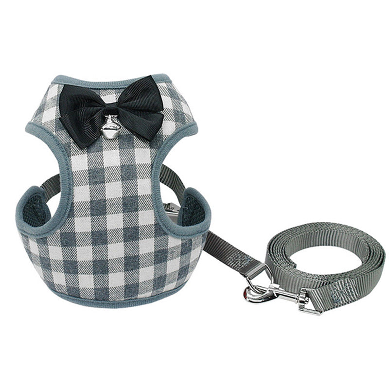 Checkered Bowtie Pet Harness Set