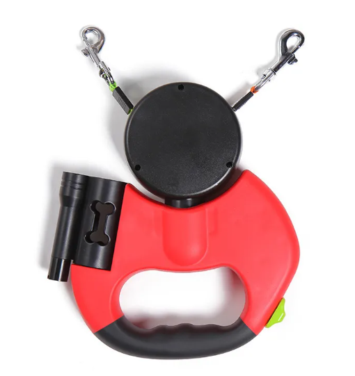 Lighted Retractable Dual Dog Leash
