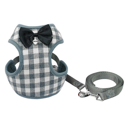 Checkered Bowtie Pet Harness Set