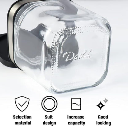 Botes de cristal para especias con cucharas y tapas