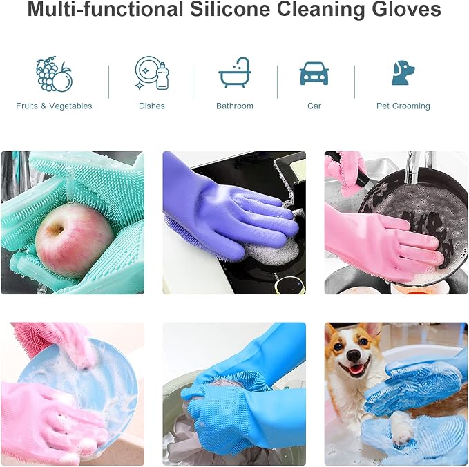 Guantes fregadores de silicona morados
