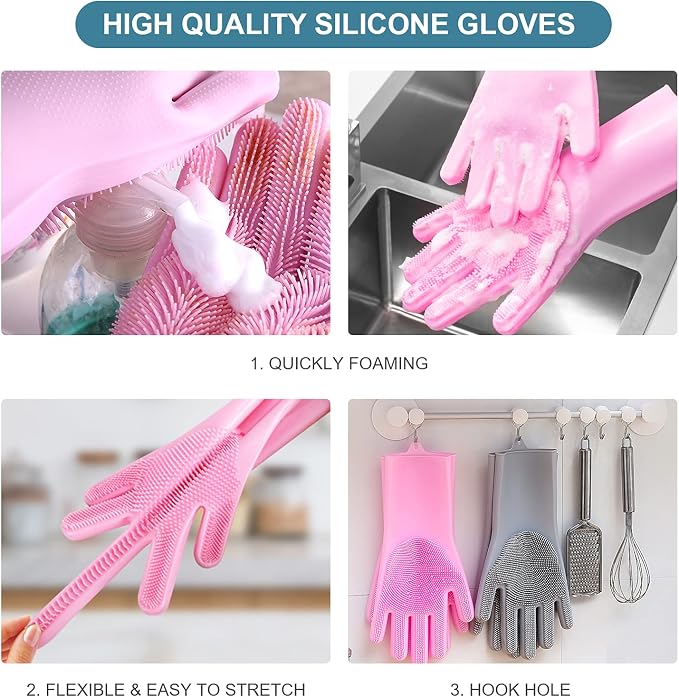 Guantes fregadores de silicona morados