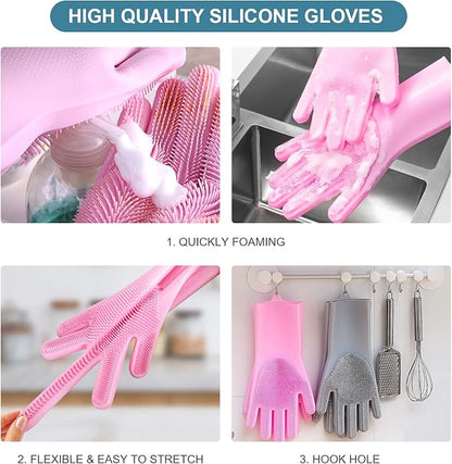 Guantes fregadores de silicona morados