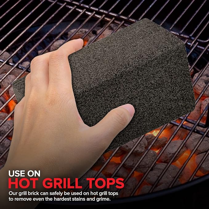 Ladrillo de limpieza de parrilla Stock Your Home (paquete de 4) - Ladrillo de limpieza de parrilla de alta resistencia - Ladrillo de piedra pómez para tapas planas y planchas - Limpiador de planchas Blackstone - Limpiador de parrillas que no raya