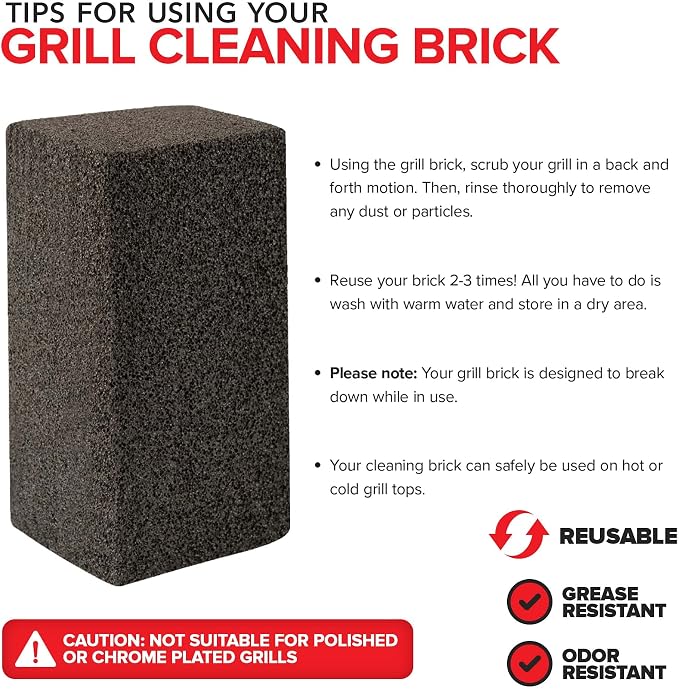 Ladrillo de limpieza de parrilla Stock Your Home (paquete de 4) - Ladrillo de limpieza de parrilla de alta resistencia - Ladrillo de piedra pómez para tapas planas y planchas - Limpiador de planchas Blackstone - Limpiador de parrillas que no raya