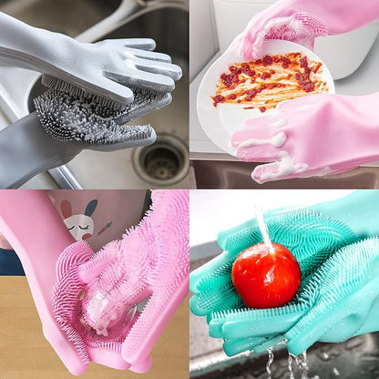 Guantes fregadores de silicona morados