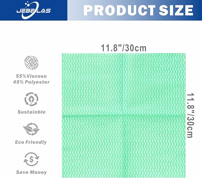 JEBBLAS Paquete de 100 Toallas de Limpieza Reutilizables Verdes