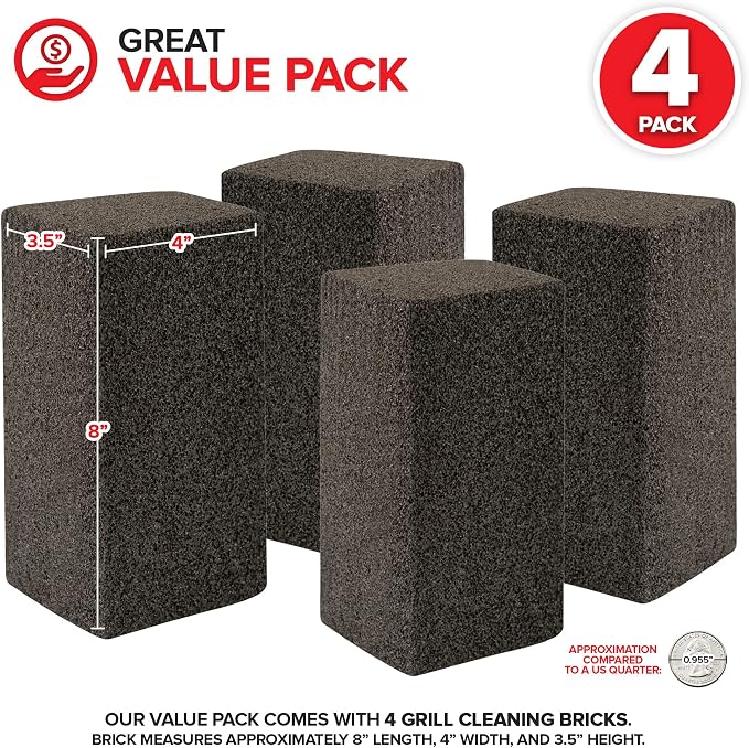 Ladrillo de limpieza de parrilla Stock Your Home (paquete de 4) - Ladrillo de limpieza de parrilla de alta resistencia - Ladrillo de piedra pómez para tapas planas y planchas - Limpiador de planchas Blackstone - Limpiador de parrillas que no raya