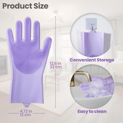 Guantes fregadores de silicona morados