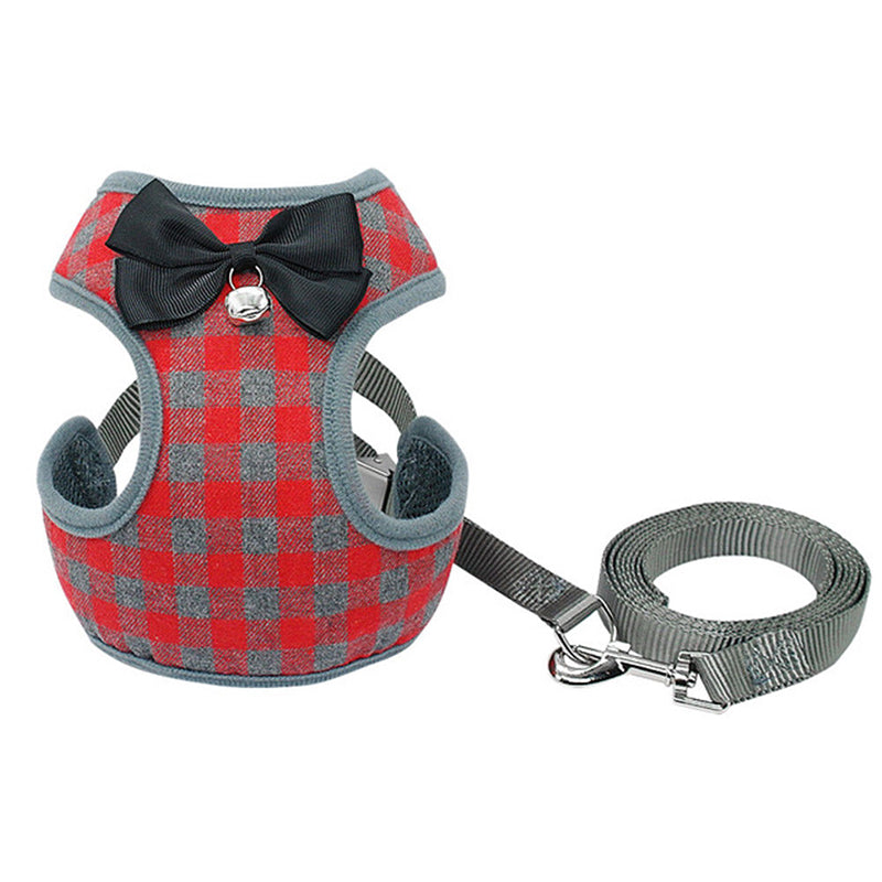 Checkered Bowtie Pet Harness Set